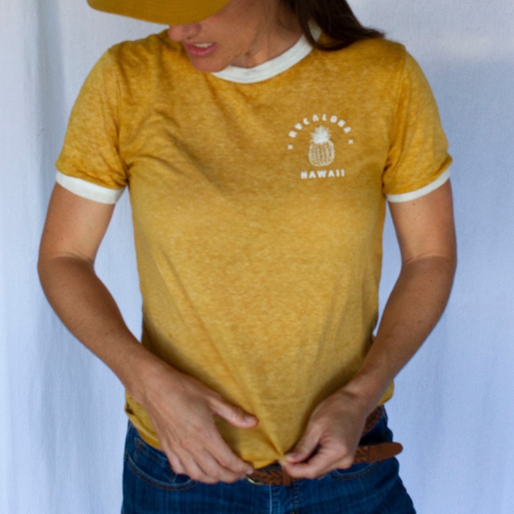 RVCA mustard yellow soft tshirt